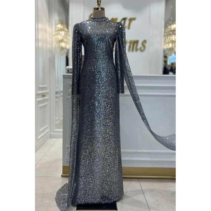 Pınar Şems Sürpriz Abiye Antrasit