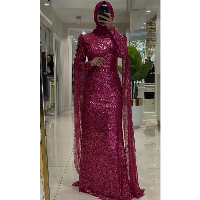 Pınar Şems Sürpriz Abiye Fuşya