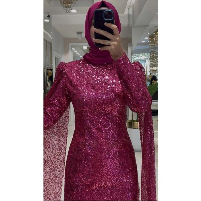 Pınar Şems Sürpriz Abiye Fuşya