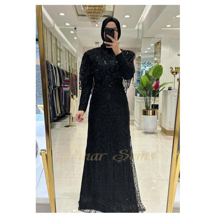 Pınar Şems Taşlı Lavanta Abiye Siyah