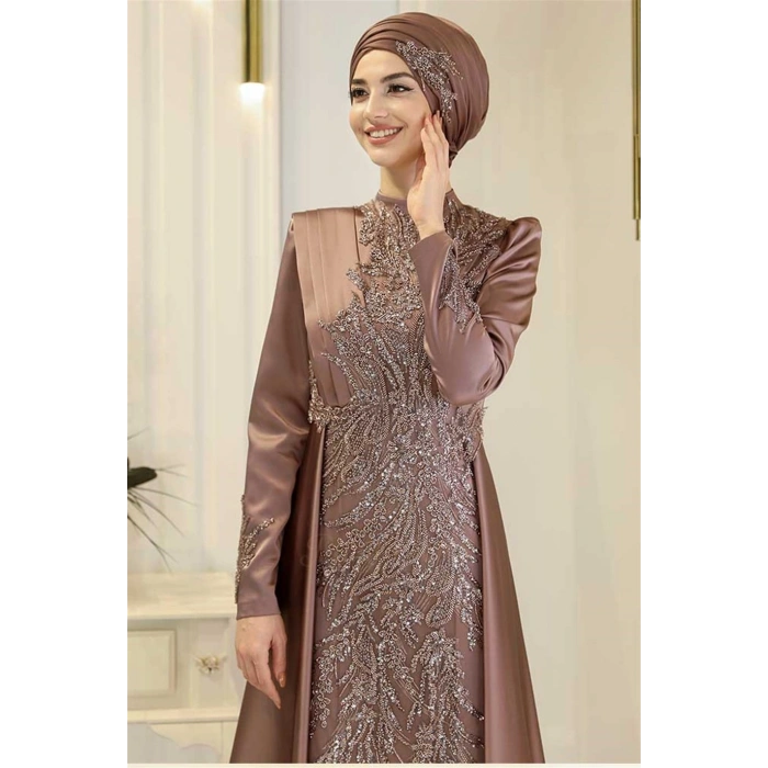 Pınar Şems Tuana Abiye Kahverengi