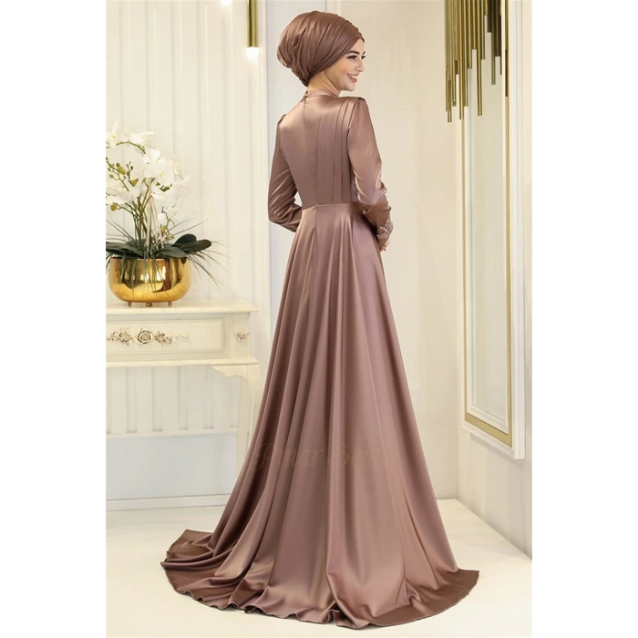 Pınar Şems Tuana Abiye Kahverengi