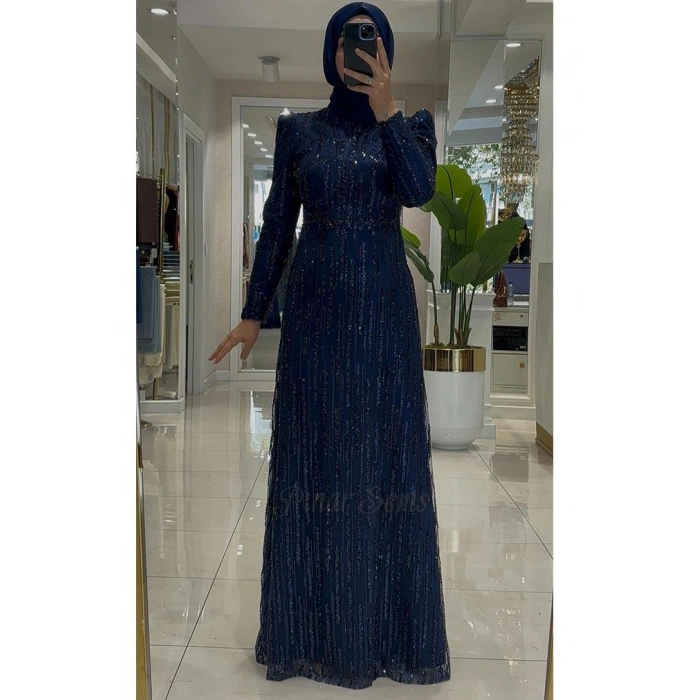 Pınar Şems Verda Abiye Lacivert