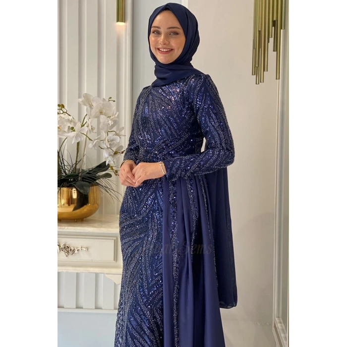 Pınar Şems Yeni Hayrunisa Abiye Lacivert