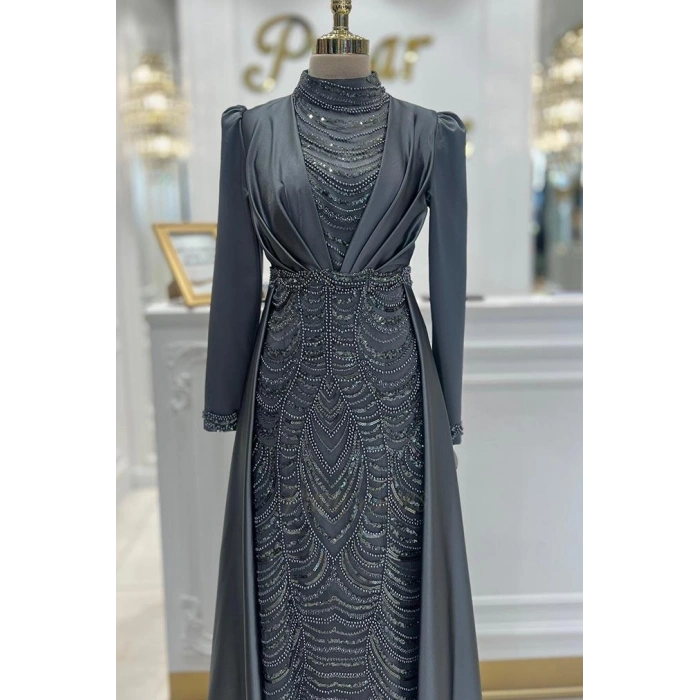 Pınar Şems Yeni İnci Abiye Antrasit