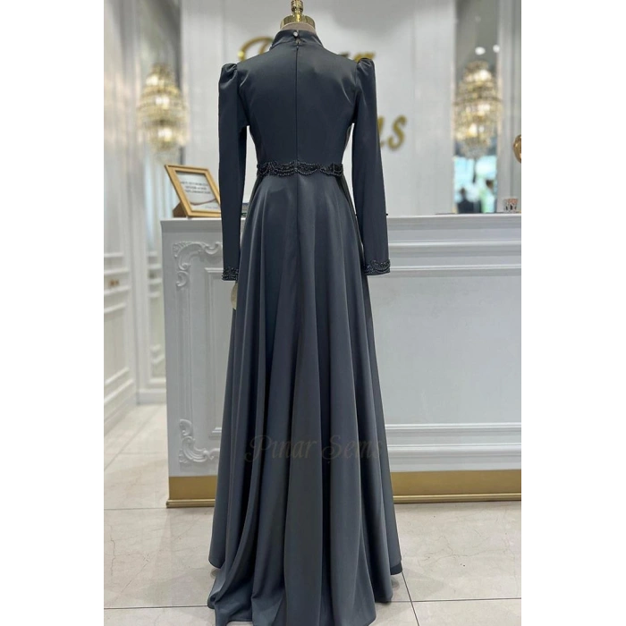 Pınar Şems Yeni İnci Abiye Antrasit