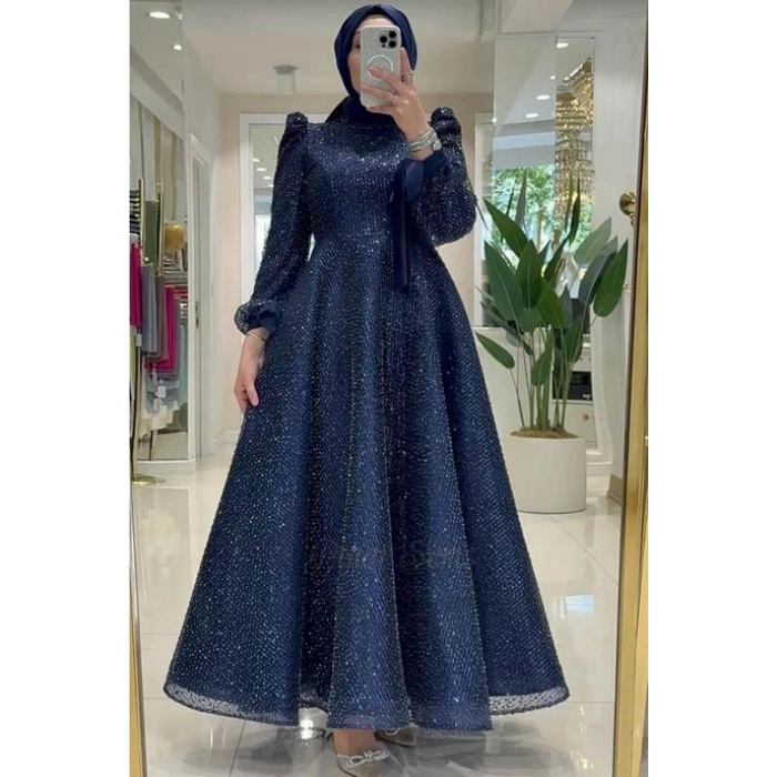 Pınar Şems Yeni Işılay Abiye Lacivert