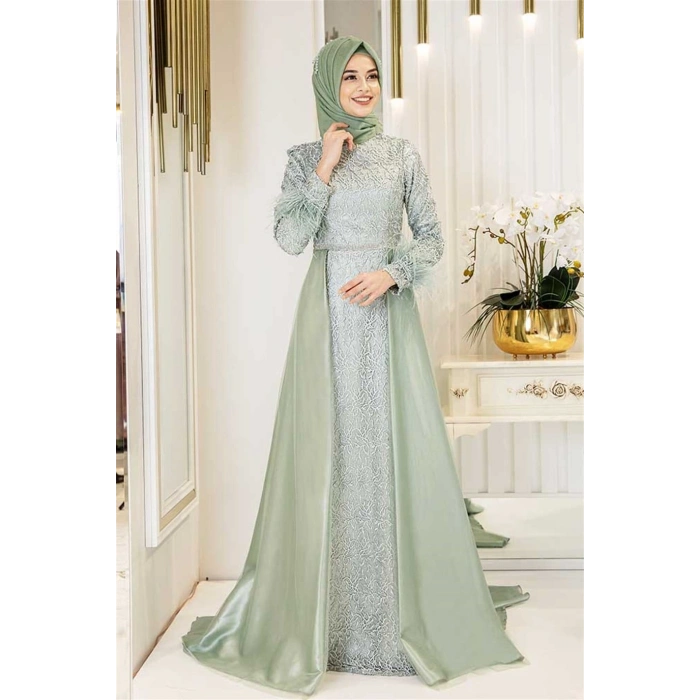 Pınar Şems Yeni Sarmaşık Abiye Mint