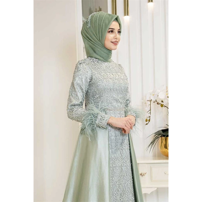 Pınar Şems Yeni Sarmaşık Abiye Mint