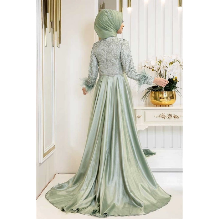 Pınar Şems Yeni Sarmaşık Abiye Mint