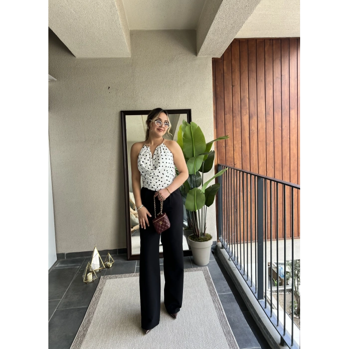 Puantiye Gold Kolye Detay Bluz