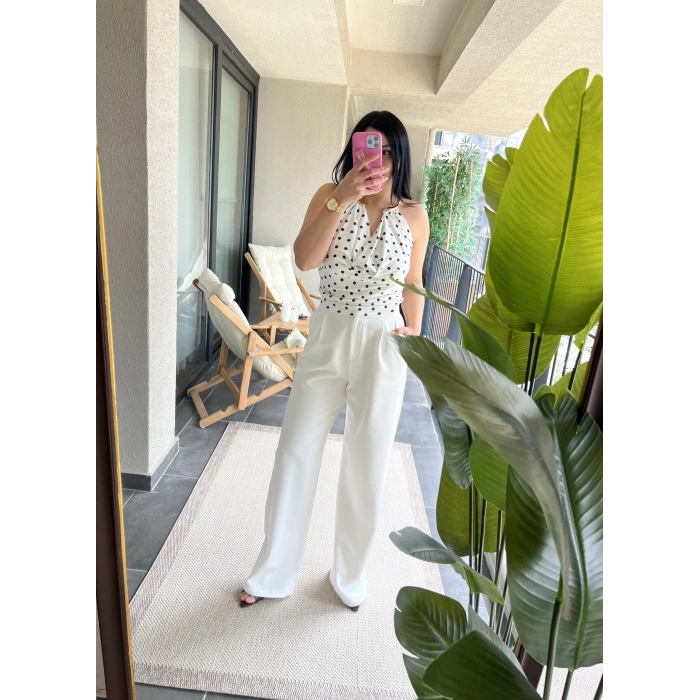 Puantiye Gold Kolye Detay Bluz