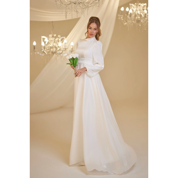 Şifon Helin Abiye - Beyaz