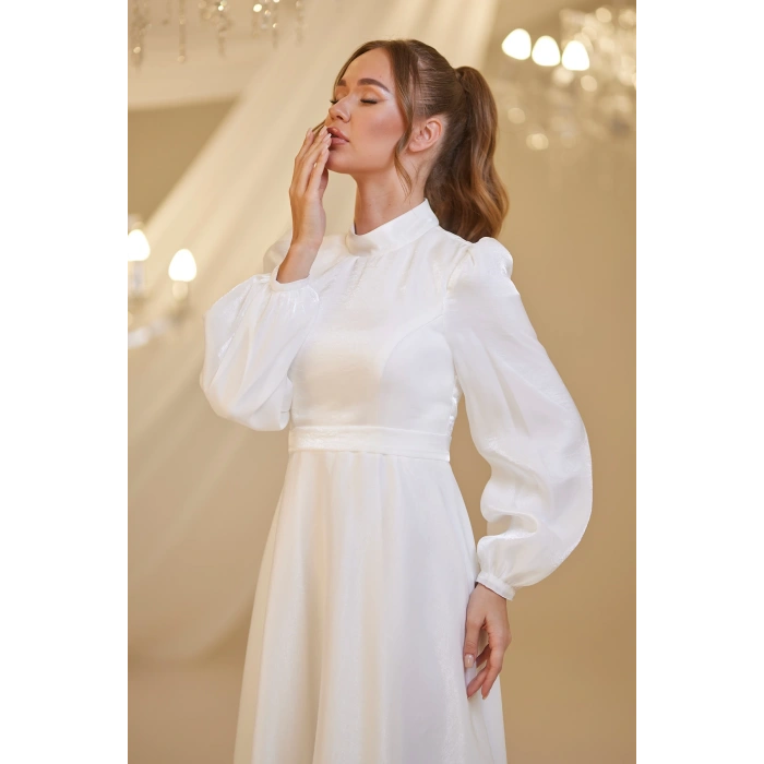 Şifon Helin Abiye - Beyaz