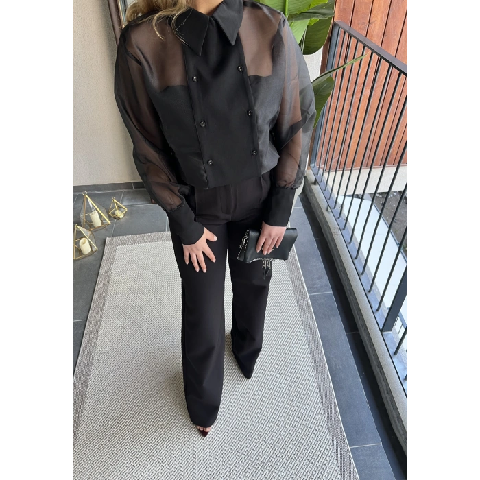 Siyah Organze Trend Ceket