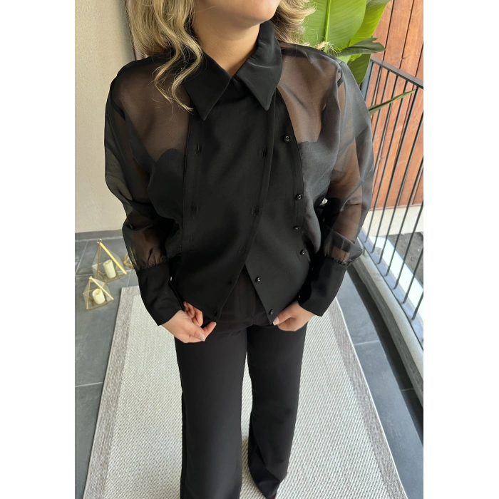 Siyah Organze Trend Ceket