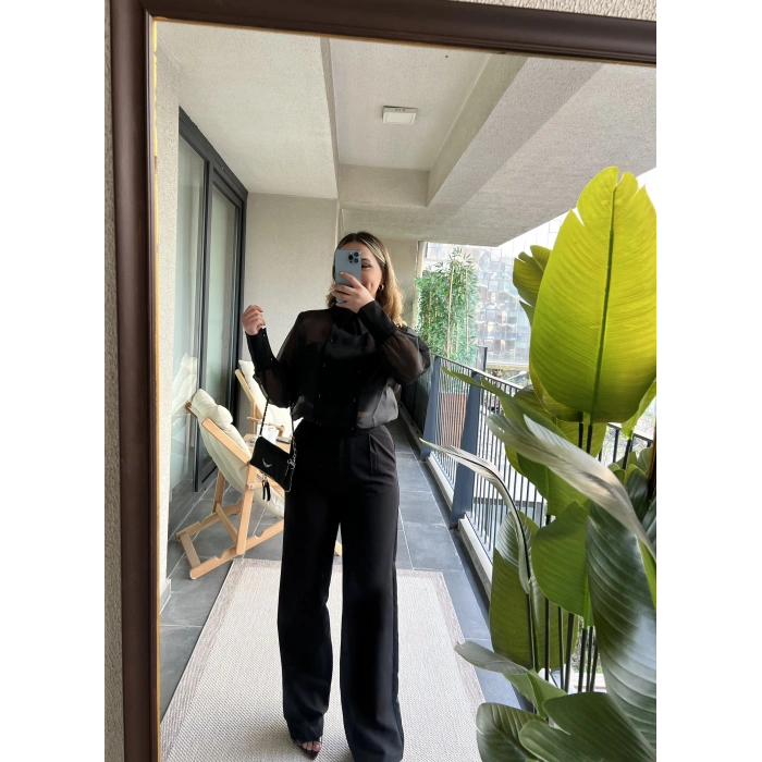 Siyah Organze Trend Ceket