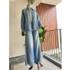 Buz Mavisi Paça Detaylı Kot Takım