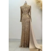 Beli Kuyruk Detay Dantel Zenna Abiye - Gold