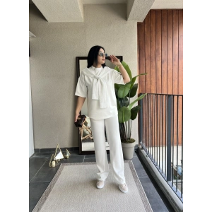 Fularlı Beyaz Oysho Kumaş Takım