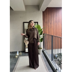 Taşlı Kahverengi Gömlek