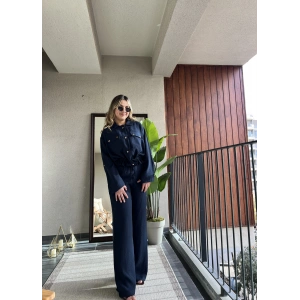 Lacivert Metal Düğme Detaylı Takım