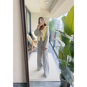 Sarı Gri Basic Sweat Takım