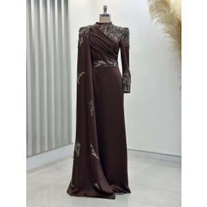 GARNİLİ ABİYE KAHVERENGİ