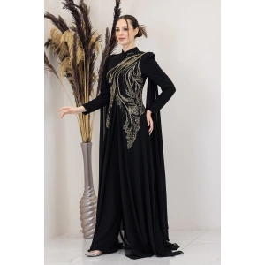 Işıltılı Motif İşlemeli Elif Tulum - Siyah