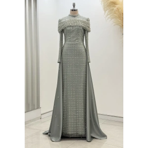 Omuz Drape Detaylı Griselda Abiye - Mint