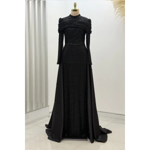 Omuz Drape Detaylı Griselda Abiye - Siyah