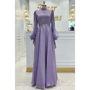 PETEK PRİVE KUŞAKLI ABİYE LİLA