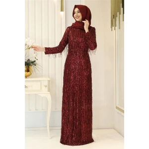 Pınar Şems Afra Abiye Bordo