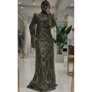 Pınar Şems Aksu Abiye Ceviz Yeşili