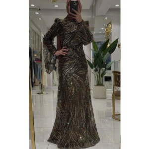 Pınar Şems Aksu Abiye Kahverengi