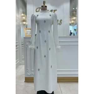 Pınar Şems Ayça Abiye Ekru