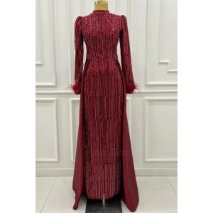 Pınar Şems Berfu Abiye Bordo