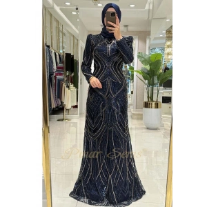 Pınar Şems Gökçe Abiye Lacivert