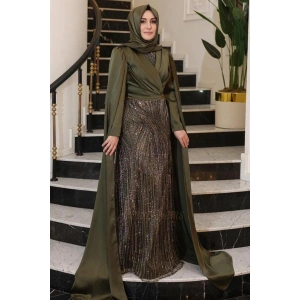 Pınar Şems Güzin Abiye Ceviz Yeşili