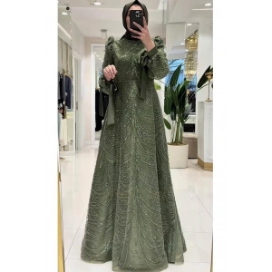 Pınar Şems Hüsna Abiye Ceviz Yeşili