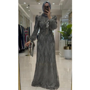 Pınar Şems İncili Ülkü Abiye Antrasit