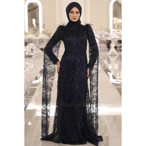 Pınar Şems Kamelya Abiye Lacivert