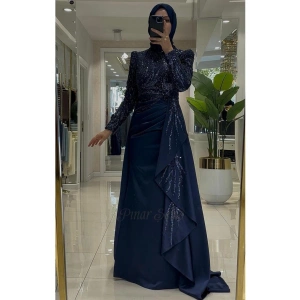 Pınar Şems Letafet Abiye Lacivert