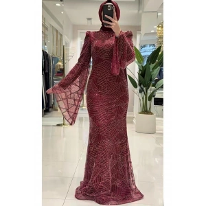 Pınar Şems Meriç Abiye Bordo