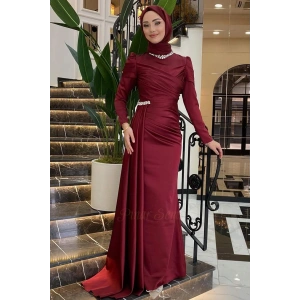 Pınar Şems Mina Abiye Bordo