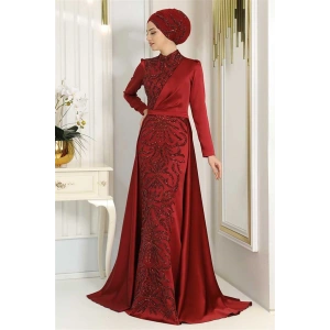 Pınar Şems Nefel Abiye Bordo