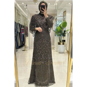 Pınar Şems Taşlı Lavanta Abiye Haki