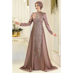 Pınar Şems Tuana Abiye Kahverengi