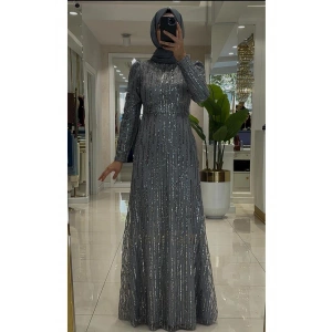 Pınar Şems Verda Abiye Gri