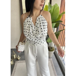 Puantiye Gold Kolye Detay Bluz